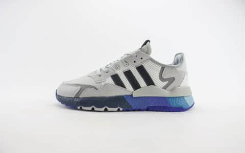 阿迪达斯adidas Nite Jogger纯原版本夜行者灰黑蓝复古跑鞋 莆田阿迪达斯批发 货号：H01716