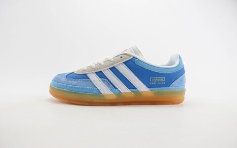 阿迪达斯Bad Bunny x adidas Originals Gazelle INdoor纯原版本坏痞兔联名蓝白色低帮板鞋 莆田阿迪达斯工厂 货号：IF9734