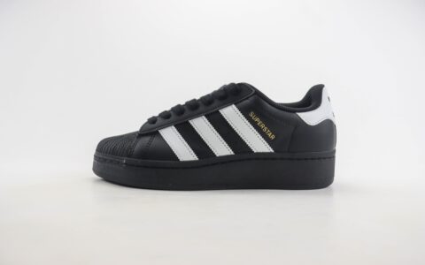 阿迪达斯adidas Originals Superstar XLG纯原版本贝壳头黑白金标板鞋 莆田阿迪达斯货源 货号：IG9777