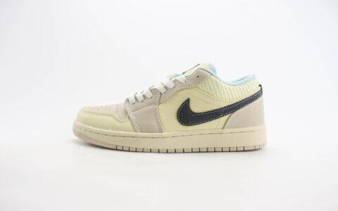 乔丹Air Jordan 1 Low SE纯原版本低帮AJ1米棕黑编织休闲板鞋 莆田AJ货源 货号：HQ3440-101