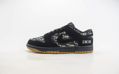 耐克Dior x Nike SB Dunk Low纯原版本低帮SB Dunk黑麂皮迪奥联名板鞋 莆田天花板Dunk 货号：KK1333-017