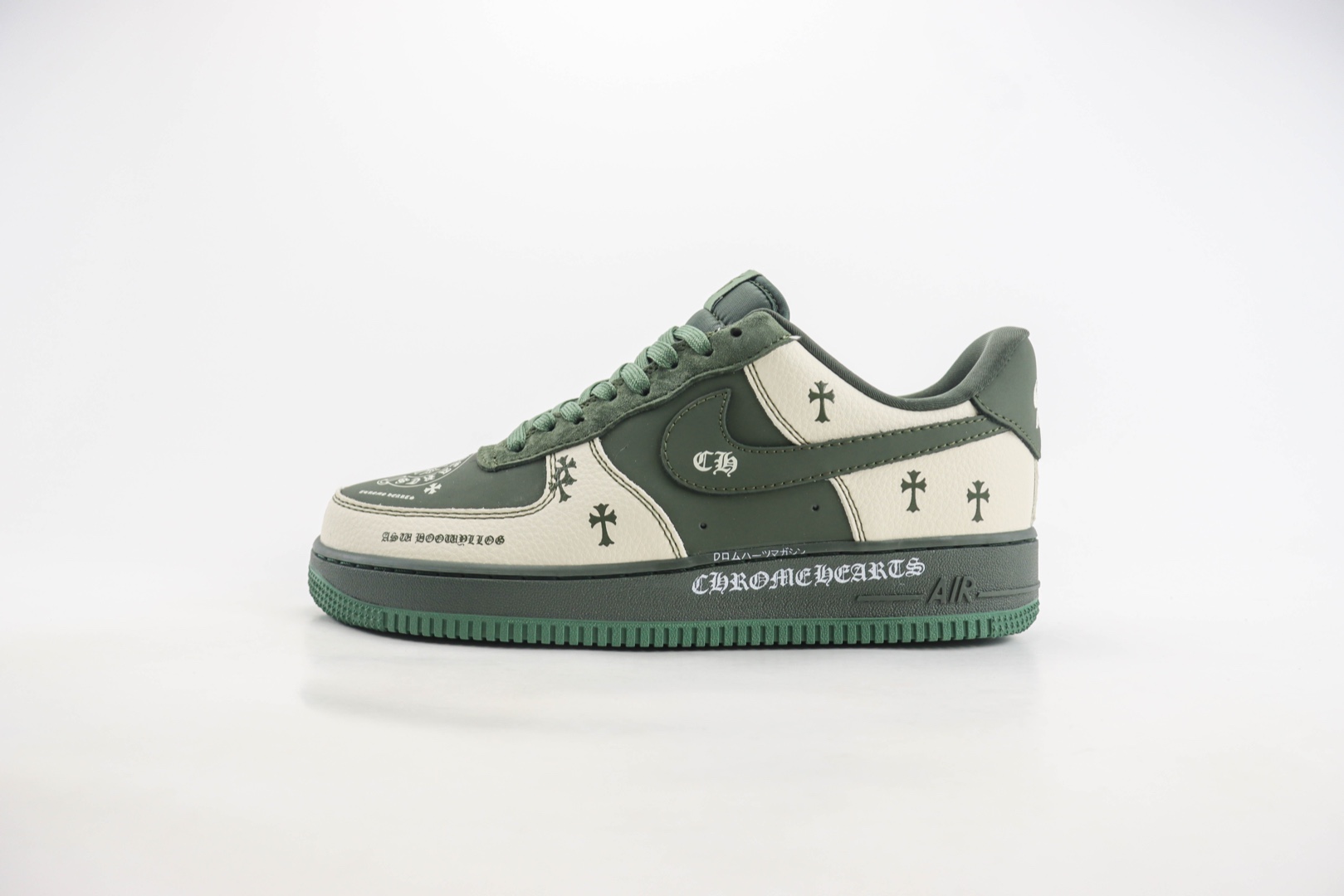 耐克Nike Air Force 1 Low纯原版本空军一号AF1克罗心联名米深绿涂鸦板鞋 莆田耐克货源 货号：KK1988-029